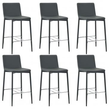 Krzesła barowe 6 szt. szare sztuczna skóra