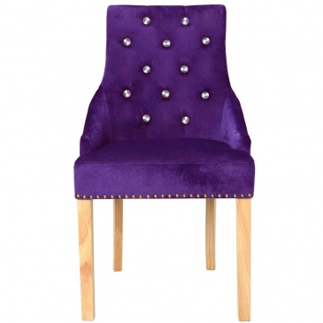 Krzesła do jadalni 2 szt. drewno dębowe i aksamit fioletowy