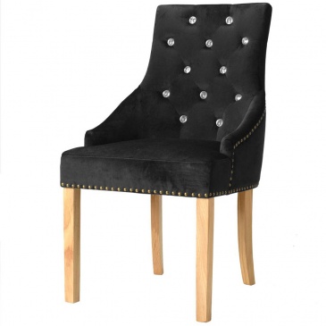 Krzesła do jadalni, 6 szt, aksamit i lite drewno dębowe, czarne