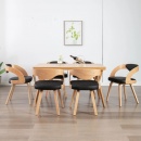 Krzesła do jadalni 6 szt. czarne gięte drewno i ekoskóra