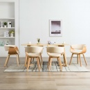 Krzesła do jadalni 6 szt. kremowe gięte drewno i ekoskóra