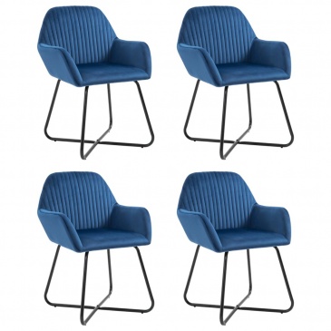Krzesła do salonu 4 szt. niebieskie aksamitne