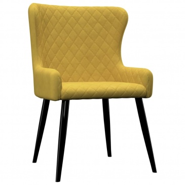 Krzesła jadalniane, 4 szt., żółte, aksamitne