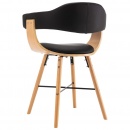 Krzesła jadalniane, 6 szt., czarne, ekoskóra i gięte drewno