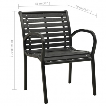 Krzesła ogrodowe, 2 szt., stal i WPC, czarne