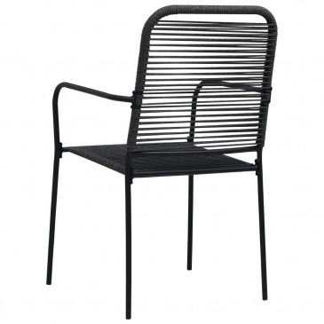 Krzesła ogrodowe, 4 szt., sznurek bawełniany i stal, czarne