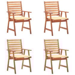Krzesła ogrodowe z poduszkami, 4 szt., lite drewno akacjowe
