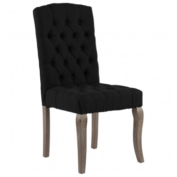 Krzesła stołowe, 2 szt., czarne, stylizowane na lniane, tkanina