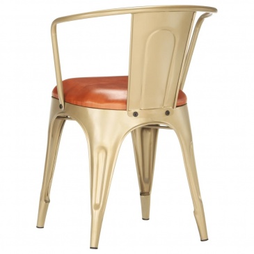 Krzesła stołowe, 4 szt. brązowe, skóra naturalna