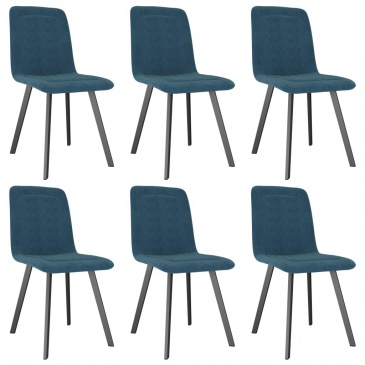Krzesła do kuchni 6 szt. niebieskie aksamitne