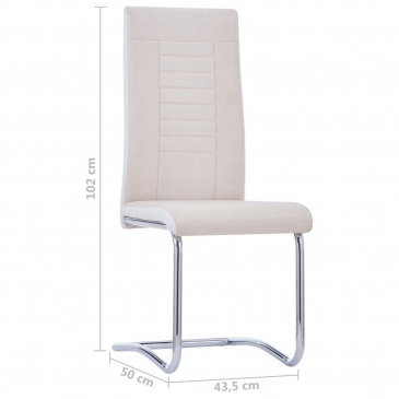 Krzesła stołowe, wspornikowe, 6 szt., kremowe, tkanina