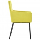 Krzesła do salonu z podłokietnikami 4 szt. żółte obite tkaniną