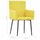 Krzesła do salonu z podłokietnikami 6 szt. żółte obite tkaniną