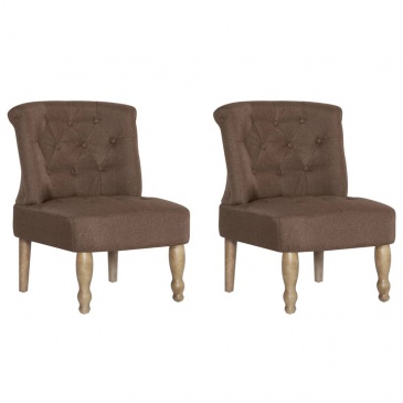 Krzesła w stylu francuskim 2 szt. brązowe materiałowe
