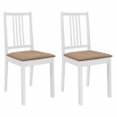 Krzesła do kuchni z poduszkami 2 szt. białe lite drewno