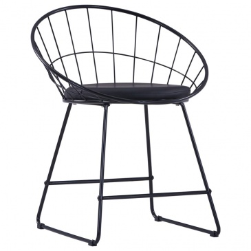 Krzesła do kuchni z siedziskami ze sztucznej skóry 4 szt. czarne stal