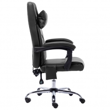 Krzesło biurowe z funkcją masażu, czarne, sztuczna skóra