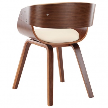 Krzesło do jadalni kremowe gięte drewno i sztuczna skóra