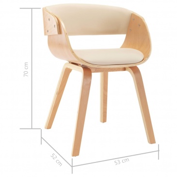 Krzesło do jadalni kremowe gięte drewno i sztuczna skóra