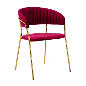 Krzesło MARGO burgund - welur, podstawa złota