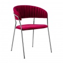 Krzesło MARGO SILVER burgund - welur, podstawa chromowana
