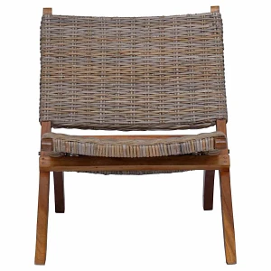 Krzesło naturalny rattan kubu i lite drewno mahoniowe