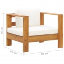 Krzesło ogrodowe z poduszką, kremowe, lite drewno akacjowe