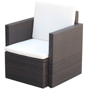 Fotel ogrodowy z poduszkami polirattan brązowy