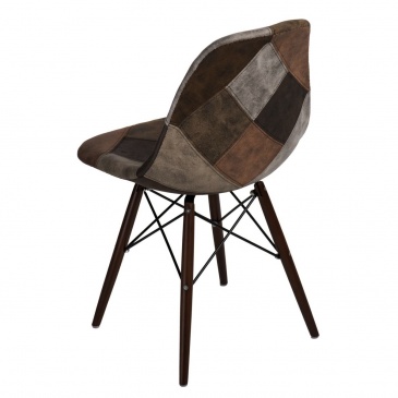 Krzesło P016W patchwork D2 beżowo-brązowe/dark