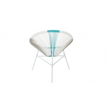 Krzesło rattanowe biało-beżowo-turkusowe ACAPULCO