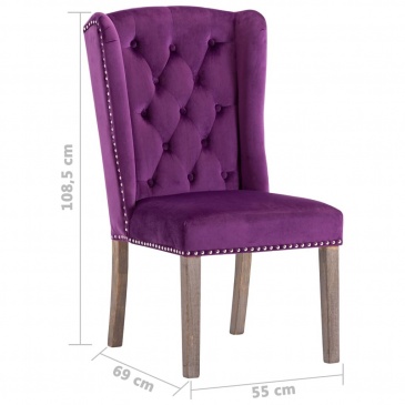Krzesło do jadalni fioletowe obite aksamitem