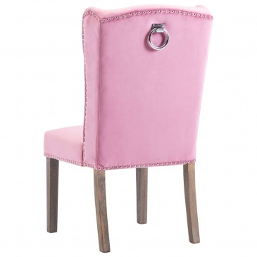 Krzesło do jadalni różowe obite aksamitem
