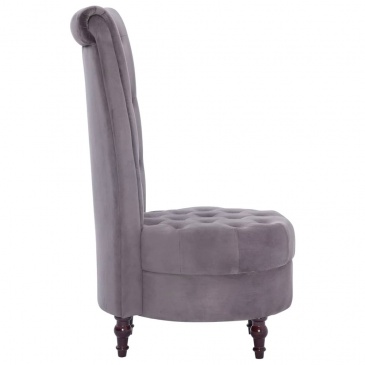 Krzesło z wysokim oparciem szare aksamitne