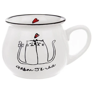 Kubek ceramiczny z uchem koty kotki do picia kawy herbaty 300 ml