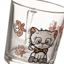 Kubek szklany z uchem szklanka dla dzieci do picia herbaty napojów dziecięcy kotek 250 ml