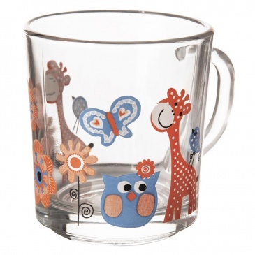 Kubek szklany z uchem szklanka dla dzieci do picia herbaty napojów dziecięcy żyrafa 250 ml