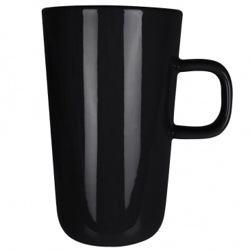 Kubek wysoki porcelanowy z uchem do picia kawy herbaty napojów czarny 530 ml