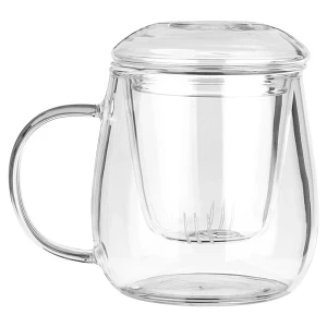 Kubek z zaparzaczem i pokrywką szklany 400 ml Kubek z zaparzaczem i pokrywką szklany 400 ml