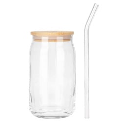 Kubki szklane z pokrywką i słomką 460 ml 2 szt.