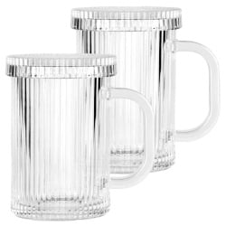 Kubki z pokrywką szklane 330 ml 2 szt.