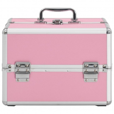 Kuferek na kosmetyki, 22 x 30 x 21 cm, różowy, aluminiowy