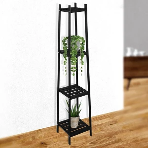 Kwietnik 4-poziomowy na doniczki drewniany czarny 150 cm Kwietnik 4-poziomowy na doniczki drewniany czarny 150 cm