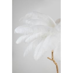 Lampa podłogowa tiffany 175 biała  mosiądz / naturalne pióra