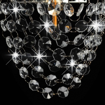 Lampa ścienna z kryształkami i koralikami, srebrna, owalna, E14