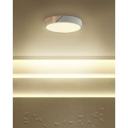 Lampa sufitowa led metalowa szara z jasnym drewnem pattani