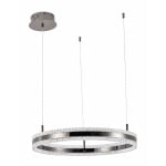 Lampa wisząca ARKADIA LED 60 cm - tytanowa z kryształowym pierścieniem