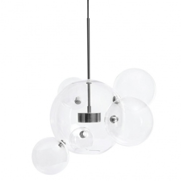 Lampa wisząca CAPRI 6 czarna - 60 LED, aluminium, szkło