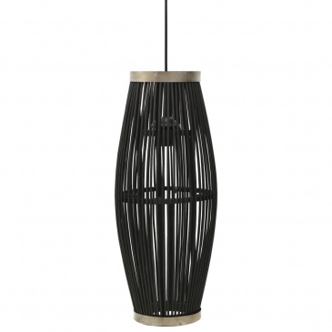 Lampa wisząca, czarna, wiklinowa, 40 W, 23x55 cm, owalna, E27