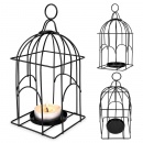Lampion świecznik na świeczki tealight metalowy czarny klatka dla ptaków