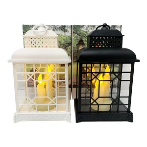 Lampion z świec.LED29x18cm czar/biał 3xAAA/DI10219 Lampion z świec.LED29x18cm czar/biał 3xAAA/DI10219
